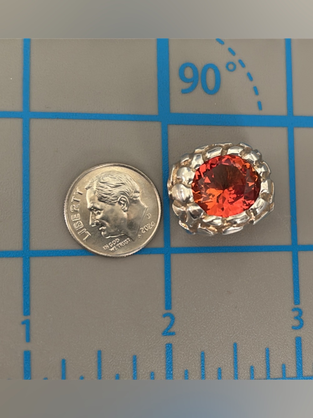 Orange Sapphire Sterling Silver Pendant ( Pendant only ) - Picture 3 of 8